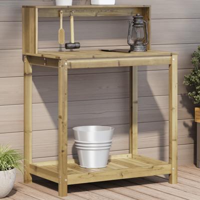 VidaXL Oppottafel met schappen 82,5x50x109,5 cm geïmpregneerd hout