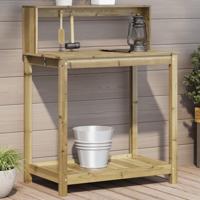 VidaXL Oppottafel met schappen 82,5x50x109,5 cm geïmpregneerd hout