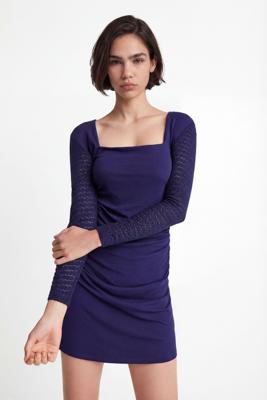Donkerblauwe tricot jurk - BLUE - M Donkerblauwe tricot jurk - BLUE - M