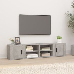 Tv-meubels 2 st 80x31,5x36 cm bewerkt hout betongrijs