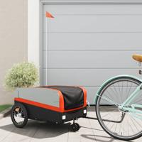 VidaXL Fietstrailer 45 kg ijzer zwart en oranje