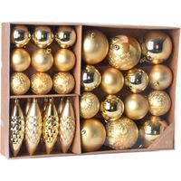 Kerstballen/ornamenten pakket 31x gouden kunststof kerstballen mix