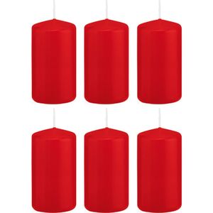 6x Kaarsen rood 6 x 12 cm 40 branduren sfeerkaarsen   -