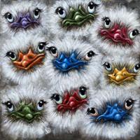 Schilderij - Metaalschilderij - Gekleurde vogels ,100x100cm, 3D schilderij