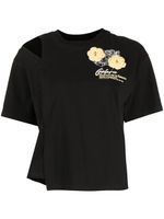 Musium Div. t-shirt à fleurs en crochet - Noir