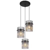 Globo Zwarte hanglampGorley met smoke glas rond Ø 47cm - 15698-3HR