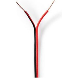 Speaker-Kabel | 2x 0,50 mm2 | 100 m | Folieverpakking |Zwart/Rood