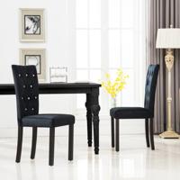 Eetkamerstoelen 2 st fluweel zwart Eetkamerstoelen 2 st fluweel zwart