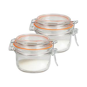 Weckpot/inmaakpot - 2x - 140 ml - glas - met beugelsluiting - D9 x H7 cm