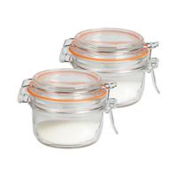 Weckpot/inmaakpot - 2x - 140 ml - glas - met beugelsluiting - D9 x H7 cm - thumbnail