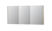 INK SPK2 spiegelkast met 3 dubbelzijdige spiegeldeuren, 6 verstelbare glazen planchetten, stopcontact en schakelaar 160 x 14 x 73 cm, krijt wit