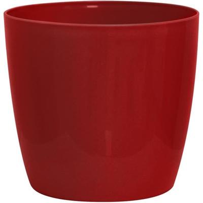 Glanzende plantenpot - GARDEN ID - Glanzend Rood met wielen - 35 x 32 cm - Keramiek look - Waterdicht - Gemakkelijk te verplaatsen