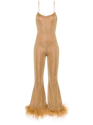 Oséree Jumpsuit met veren - Bruin