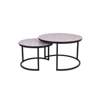 MaximaVida ronde salontafel set Lucca 58 en 45 cm - HPL terrazzo look