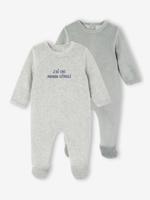 Set van 2 babyslaappakjes in fluweel / velours gemêleerd grijs