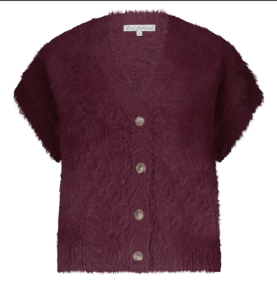 Red Button Sleeveless Fuzzy Ruby