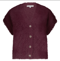 Red Button Sleeveless Fuzzy Ruby