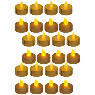 LED theelichtjes/waxinelichtjes - 24x stuks - goud glitter en glans