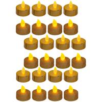 LED theelichtjes/waxinelichtjes - 24x stuks - goud glitter en glans LED theelichtjes/waxinelichtjes - 24x stuks - goud glitter en glans