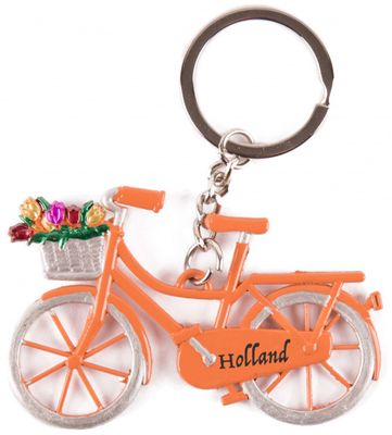 Matix sleutelhanger Holland Tulpen 7 cm staal oranje