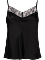 Maje lace-trim silk cami top - Noir - thumbnail