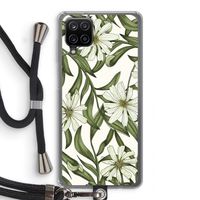 Wit bloemenpatroon: Samsung Galaxy A12 Transparant Hoesje met koord
