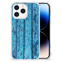 iPhone 14 Pro Stevig Telefoonhoesje Wood Blue