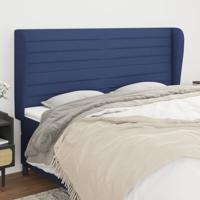 Hoofdbord met randen 163x23x118/128 cm stof blauw