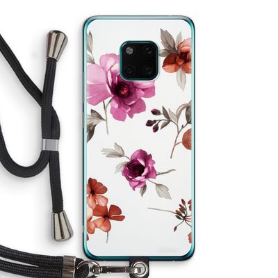 Geschilderde bloemen: Huawei Mate 20 Pro Transparant Hoesje met koord