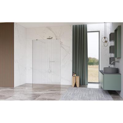 Fortifura Galeria Vrijstaande Inloopdouche - 120x200cm - Helder geribbeld - antikalk - 8mm veiligheidsglas - wandsteunen - Chroom SW927766 2x/SW797953