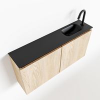 Toiletmeubel Mondiaz Ture | 100 cm | Meubelkleur Washed oak | Eden wastafel Urban Rechts | 1 kraangat