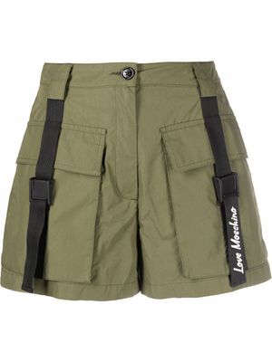 Love Moschino short plissé à bande logo - Vert