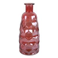 Countryfield Art Deco bloemenvaas - donkerroze transparant - glas - fles vorm - D12 x H30 cm - thumbnail