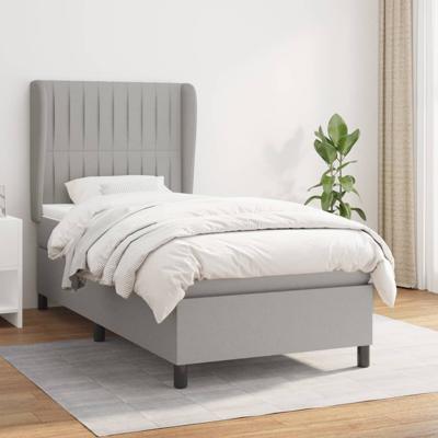 Boxspring met matras stof lichtgrijs 90x190 cm