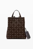 Middelgrote rugzak met patches in leerlook - BROWN - U