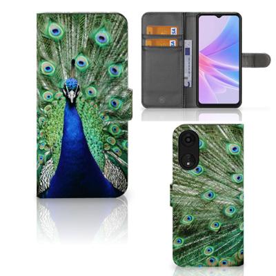 OPPO A78 5G | A58 5G | Telefoonhoesje | Met pasjeshouder | Pauw