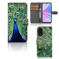 OPPO A78 5G | A58 5G | Telefoonhoesje | Met pasjeshouder | Pauw
