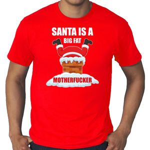 Grote maten fout Kerstshirt / outfit Santa is a big fat motherfucker rood voor heren