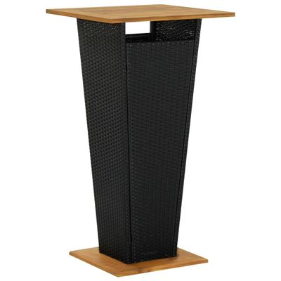 VidaXL Bartafel 60x60x110 cm poly rattan en massief acaciahout zwart VidaXL Bartafel 60x60x110 cm poly rattan en massief acaciahout zwart