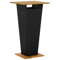 VidaXL Bartafel 60x60x110 cm poly rattan en massief acaciahout zwart - thumbnail