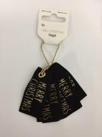 Vellu Merry Christmas zwart tags 6 stuks