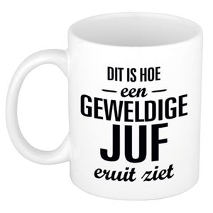 Geweldige juf cadeau koffiemok / theebeker wit 300 ml