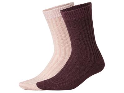 esmara 2 Paar huissokken (paars/roze, 35-38)