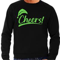 Foute Kersttrui/sweater voor heren - cheers! - zwart - glitter groen - kerstfeest