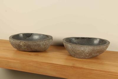Waskommen riviersteen set RM070304AB, 46x30x15 cm