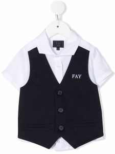 Fay Kids chemise à logo brodé - Blanc