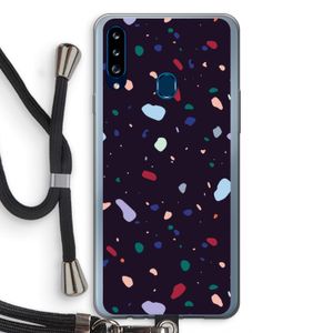 Dark Rounded Terrazzo: Samsung Galaxy A20s Transparant Hoesje met koord