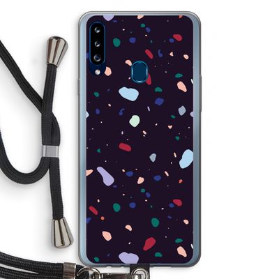 Dark Rounded Terrazzo: Samsung Galaxy A20s Transparant Hoesje met koord