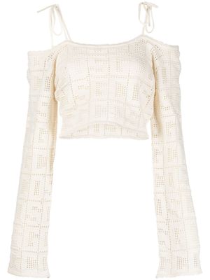 GCDS haut à logo intarsia - Blanc
