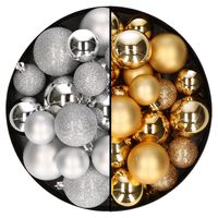 Decoris kerstballen 60x stuks - mix goud/zilver - 4-5-6 cm - kunststof - thumbnail